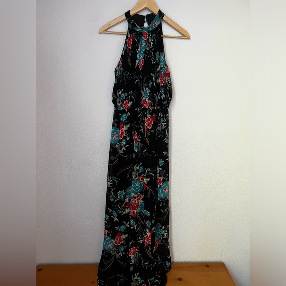 As U Wish womens black floral sleeveless dress Maxi Size Small - Picture 1 of 3